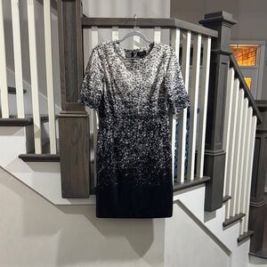 Tahari Monochrome Speckled Mini Dress